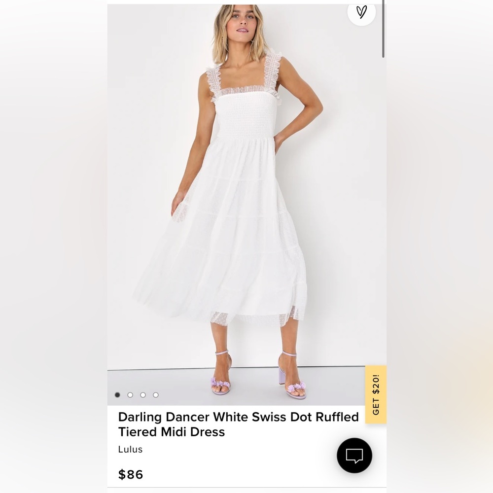 Beautiful white lulus dress! Wore it one time for an event for a few hours.